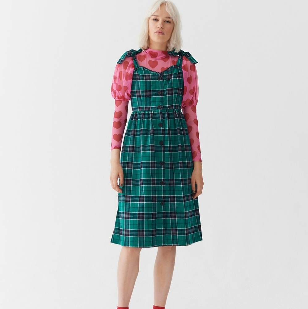 Lazy Oaf Plaid Green Dress